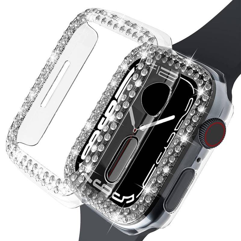 Case Pelindung Bumper Hias Berlian Bling Untuk Apple Watch Seri 8 7 6 5 4 3 2 1 SE2 45mm 41mm 44mm 42mm 40mm 38mm