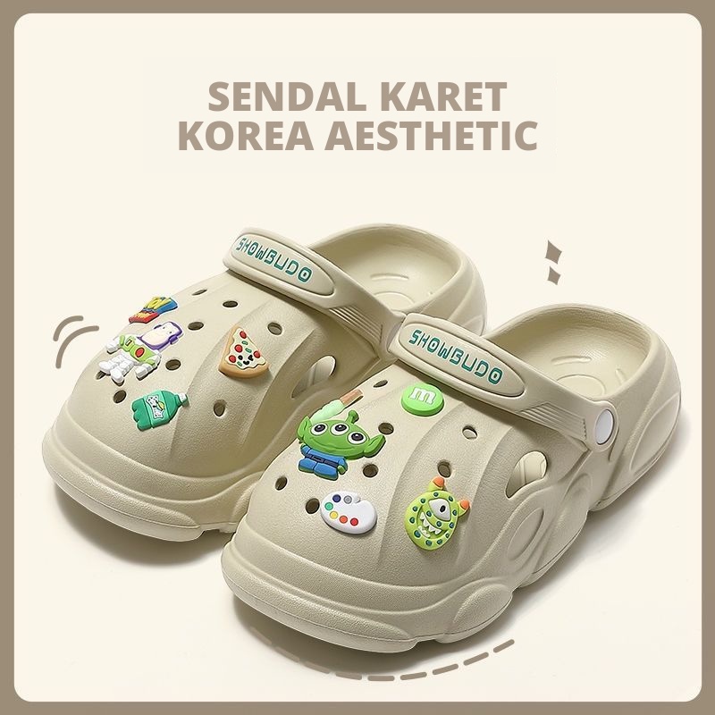 Mainland Sandal Baim Korean Aesthetic Sendal Crocs Wanita Lucu Import Outdoor HSN116