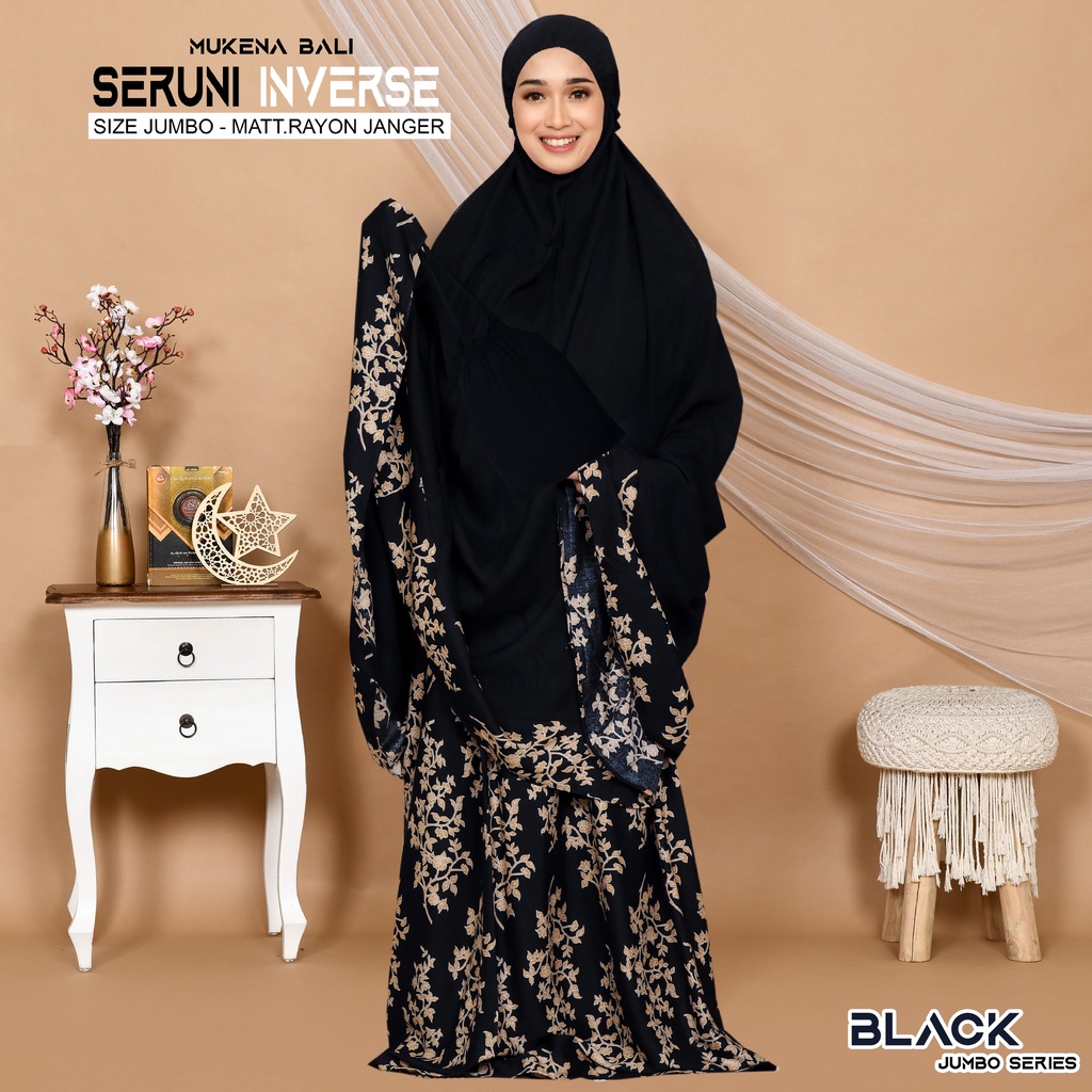 Mukena Bali seruni Jumbo-black invers jumbo
