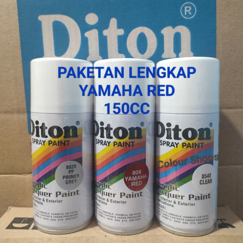 Pilok Cat Diton Yamaha Red 808 Primer Grey Epoxy 8020 Clear 8540 Paketan Merah Yamaha 3 pcs 150cc Pilox Cat Semprot Diton Spray Paint