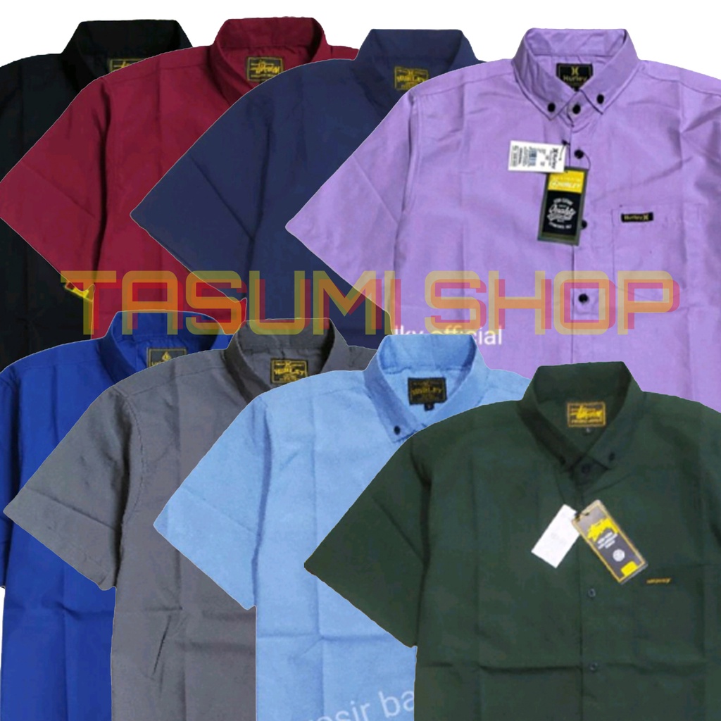 Jumbo Baju Kemeja Pria Lilac Polos Lengan Pendek XXL XXXL  Premium Original Kualitas Distro