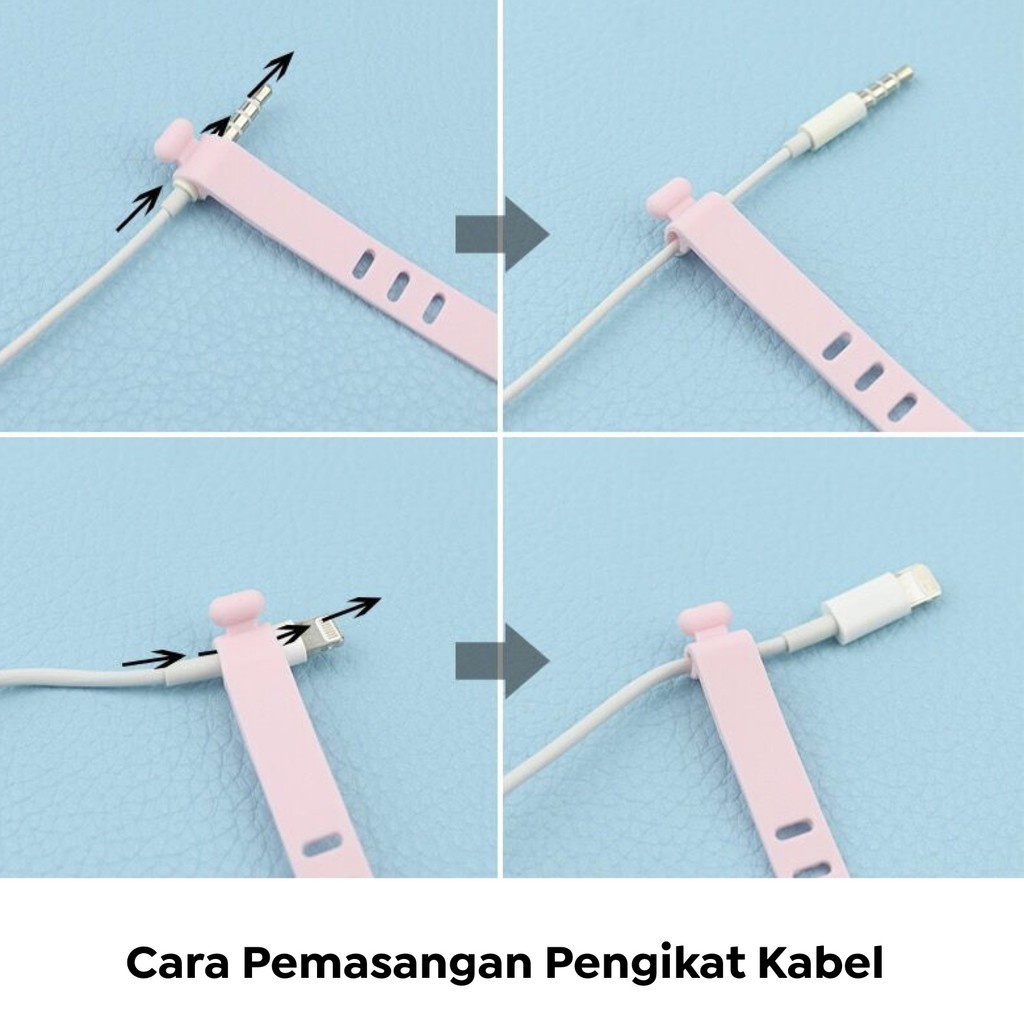 Pengikat Kabel Charger Silicon Isi 1 Pcs Kabel Organizer Cable Clip Cord Holder Penggulung Kabel Headset Karet Perapih Kabel Warna Random