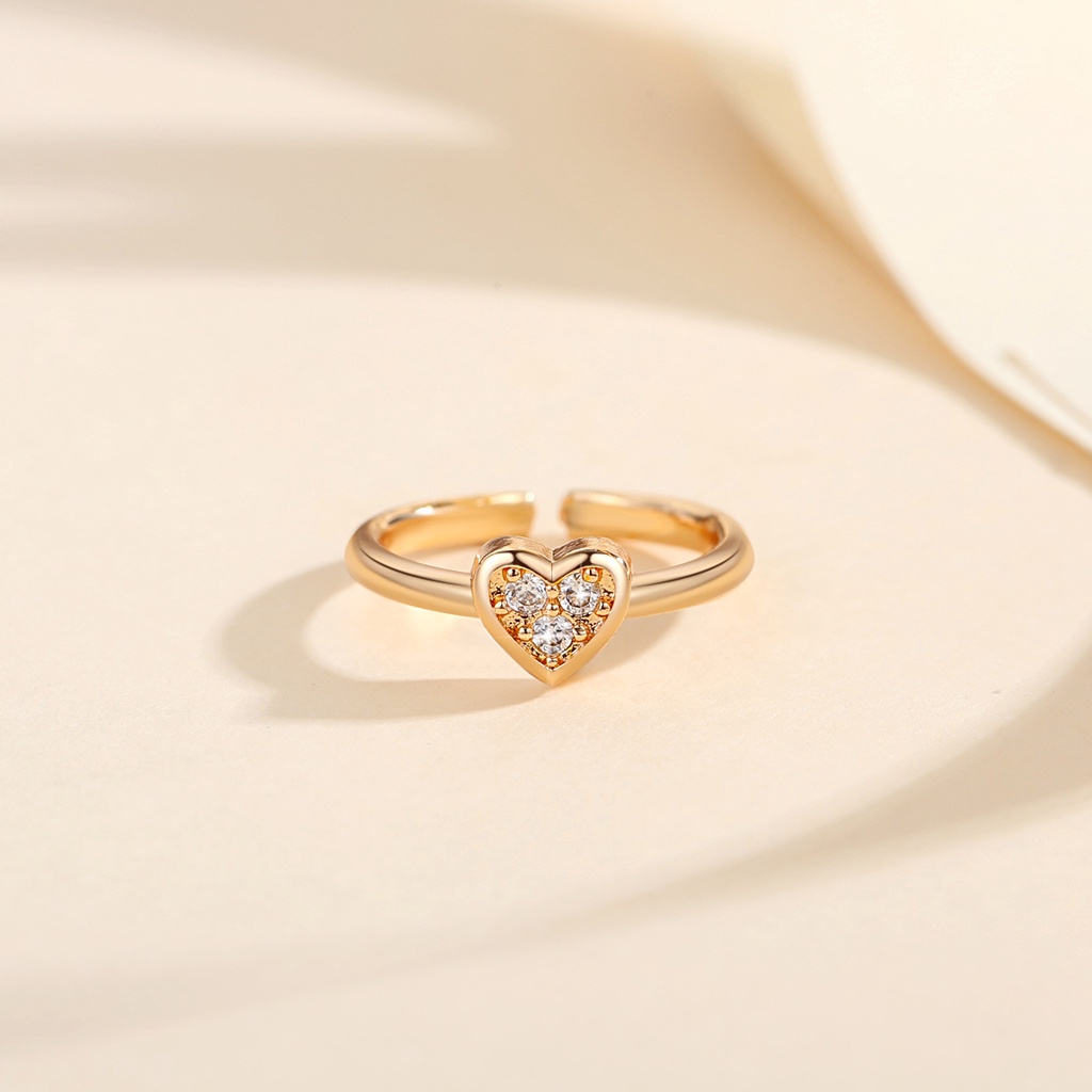Y873 【Barang spot】Cincin Anak Anti Karat 18k Lapis Emas Titanium Hati Anak Rings Cincin Anak Titanium Korea Aksesoris Perhiasan