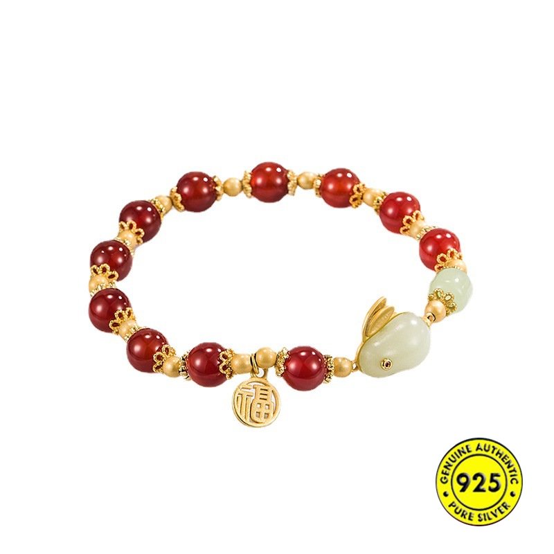 Gelang Tangan Batu Giok Agate Merah Untuk Wanita U1368