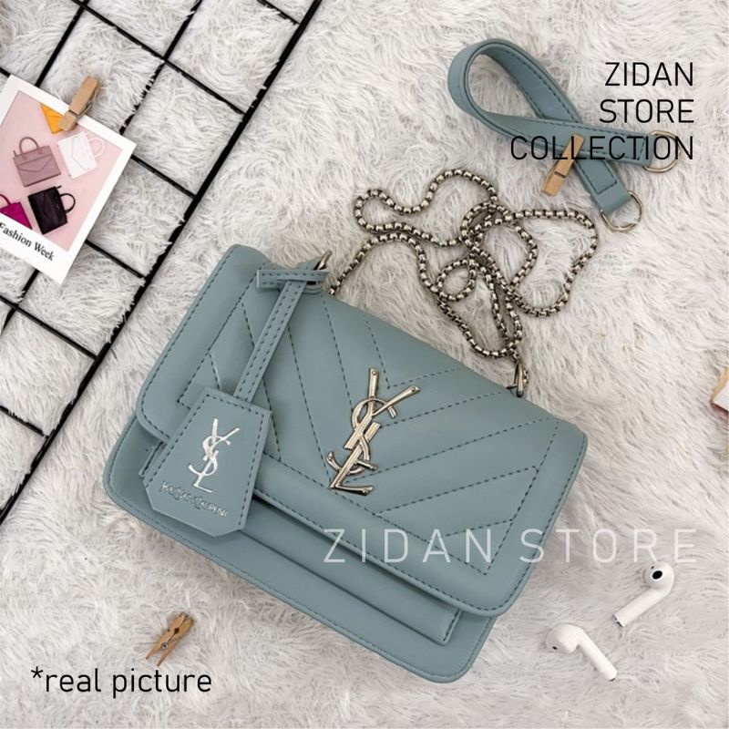 TAS SELEMPANG WANITA/tali rantai miniso/bordir cantel tali rantai