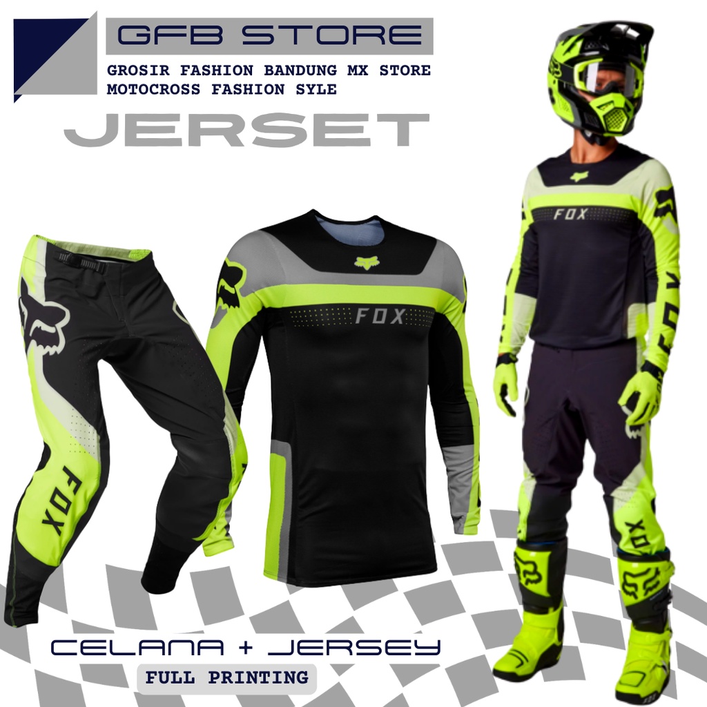 Pants set Celana Cross Jersey motor Trail adventure mtb Hitam Black motocross panjang trabas enduro Jumbo Murah pria dewasa