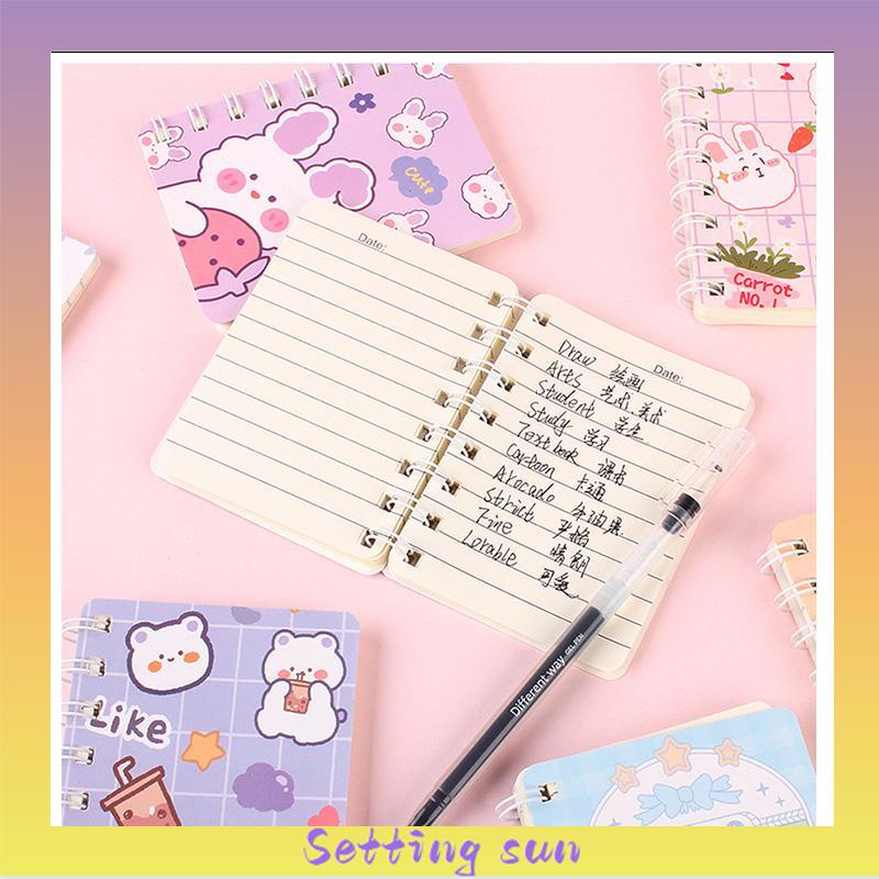 A7 Buku kecil Kartun mini notebook ring motif buku tullis kecil lucu notebook ring motif Perlengkapan sekolah TN