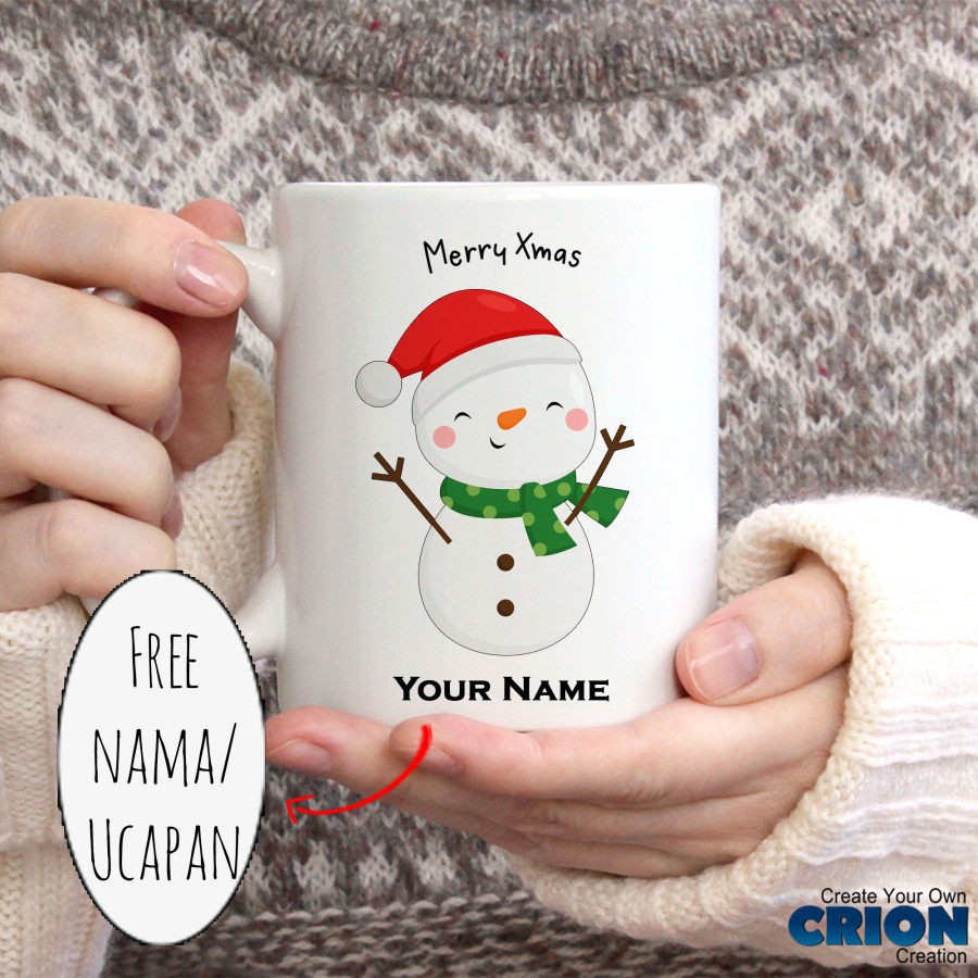 Mug Karakter Natal Christmas Hadiah / Kado / souvenir bisa custom Nama