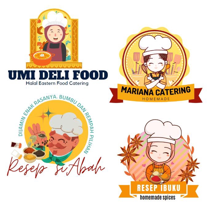Jasa Desain Logo Makanan Katering Olshop/ Logo Onlineshop Bahan Makanan Resep Unik