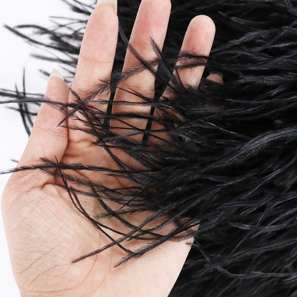 OneKlik - Bulu Ostrich 1 MeterOstrich Fur Peryard Renda Bulu Ostrich Feather Pendek Bulu Ostrich