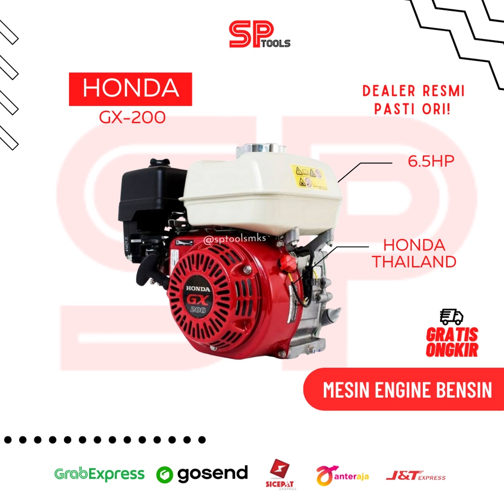 MESIN ENGINE PENGGERAK BENSIN 6.5HP 6.5PK HONDA THAILAND GX200 GX-200 GX 200
