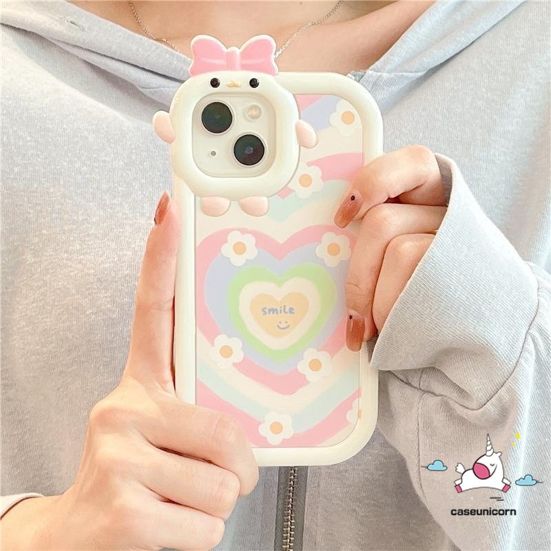 Kartun 3D Busur-Simpul Little Monster Lensa Case Realme C12 C33 C15 C35 C25Y C31 C11 C30 C21 C25 C21Y C25s C2 C3 C17 C1 9 8 9pro+8i 8pr o9i 7i 5i 6i 5 7 Gradiasi Cinta Hati Lembut Sarung Cover Sarung