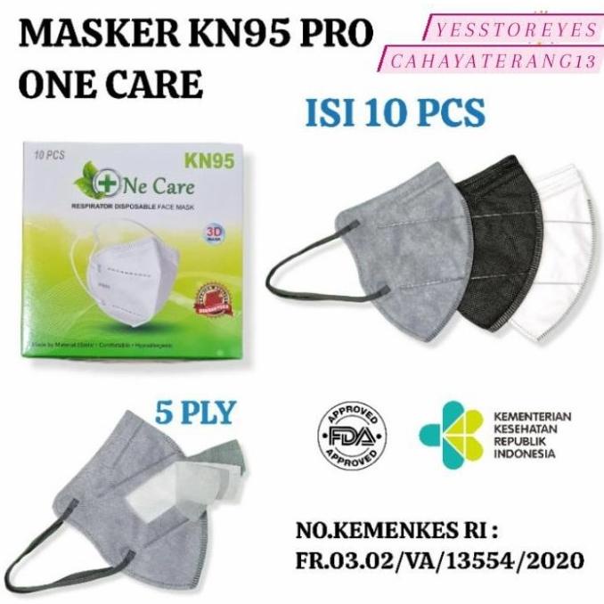 READY MASKER KN95 PRO KN 5 PLY MERK ONECARE ONE CARE ISI 10 ABU HITAM t-yesstoreyes Berkualitas