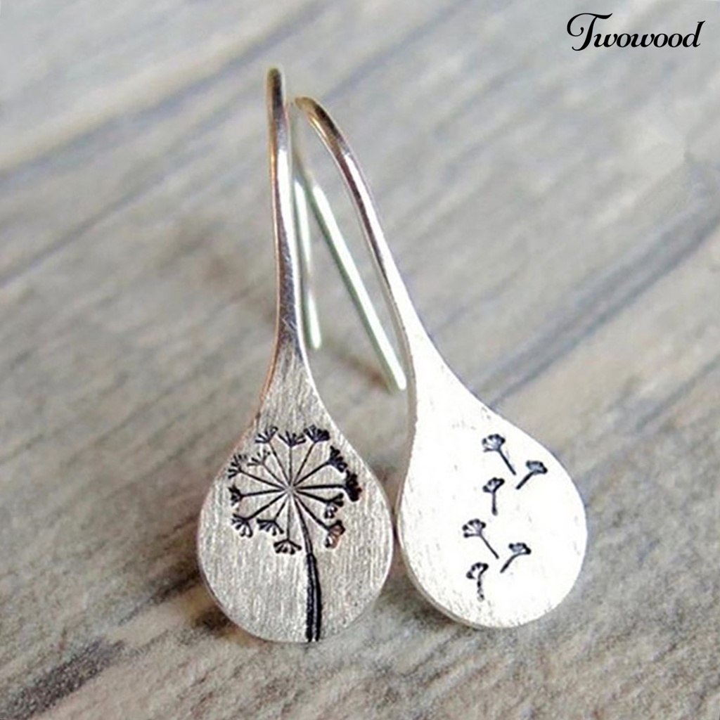 Anting Stud Hook Desain Bunga Dandelion Gaya Retro Untuk Hadiah