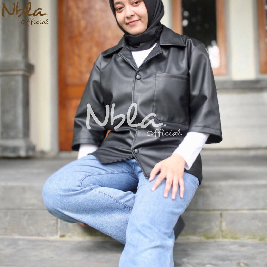 KMJ BLAZER Jaket Kulit Sintetis Wanita jaket Kemeja Kulit Wanita Leather Shirt Women jaket Kemeja Hi