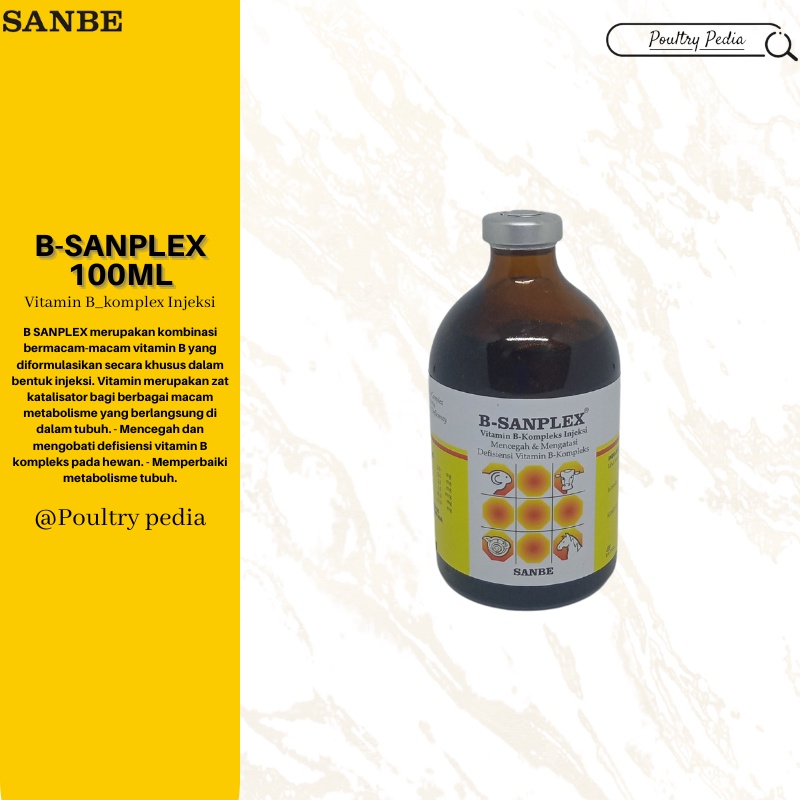 B-sanplex inj 100 ml Sanbe Vitamin B Kompleks untuk Hewan