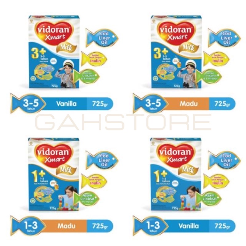 Vidoran Xmart 1+ 3+ 5+ Vanila Madu 725Grm