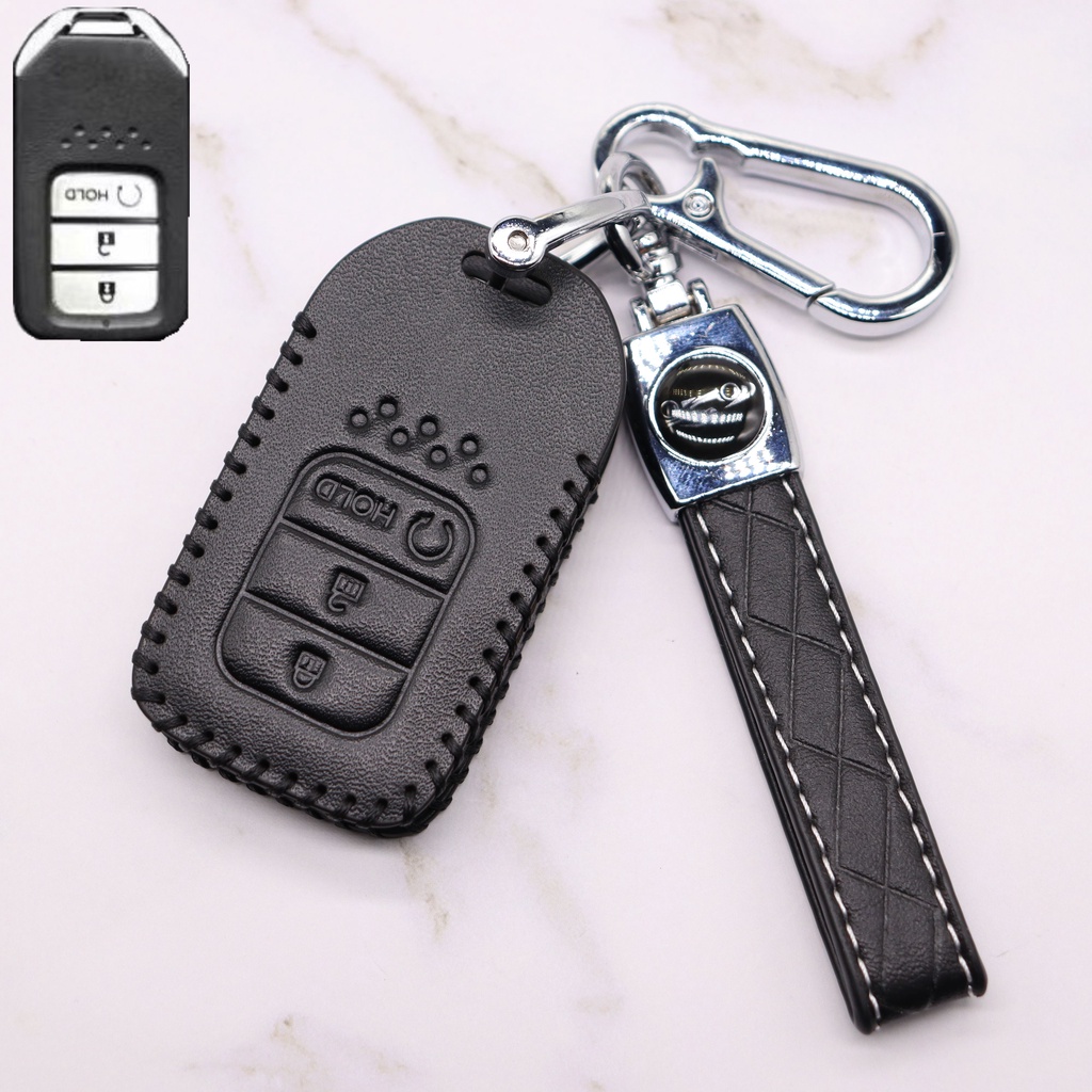 Gantungan Kunci Mobil Keyless Bahan Kulit + Metal Untuk Honda HRV / City / Jazz / BRV / CRV / Accord / Civic