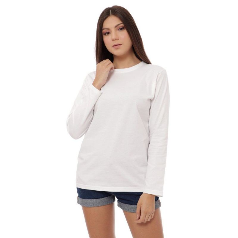 KAOS POLOS DEWASA LENGAN PANJANG PRIA WANITA PE SOFT T-SHIRT LONG SLEEVE S M L XL