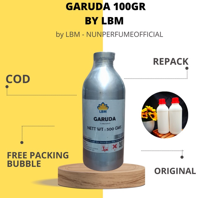 FREE BOTOL DAN CAMPURAN - Bibit Parfum GARUDA 100GR REPACK LBM ORIGINAL PABRIK - MURNI - TAHAN LAMA 