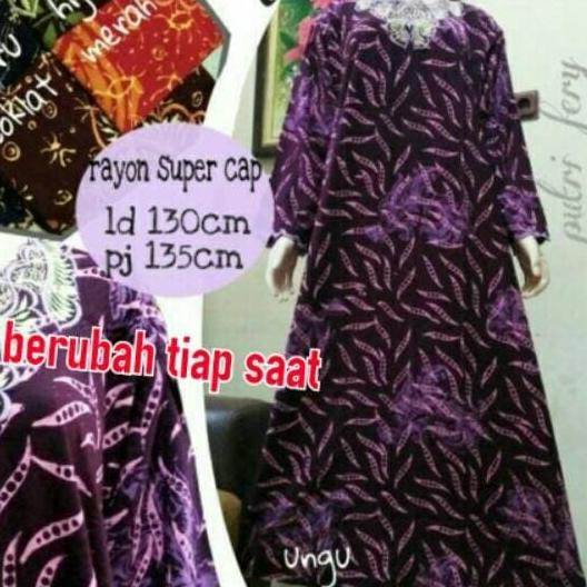 Daster Muslim jumbo bordir baju tidur santai longdress batik