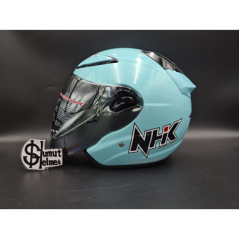 HELM HALFFACE NHK R6 SOLID WARNA LIGHT TOSCA GLOSSY (VISOR RAINBOW)