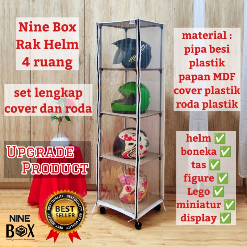 Nine Box rak helm 4 ruang anti debu/rak display gundam/lemari pajang gundam/rak gundam/lemari lego