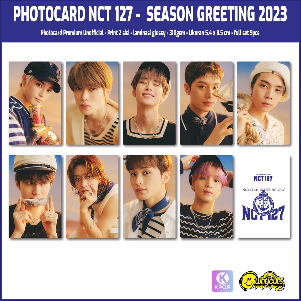 Photocard Premium SM Season Greeeting 2023 / NCT DREAM / NCT 127 / AESPA / EXO / WAYV / SHINEE / Print 2 sisi laminasi glossy anti air full set