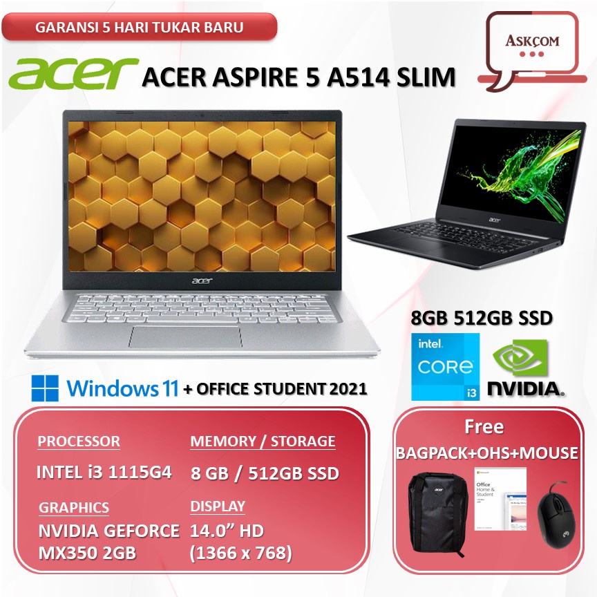 Laptop Acer Aspire 3 A315 I3 1115G4 8GB 1TB SSD W11 15.6FHD