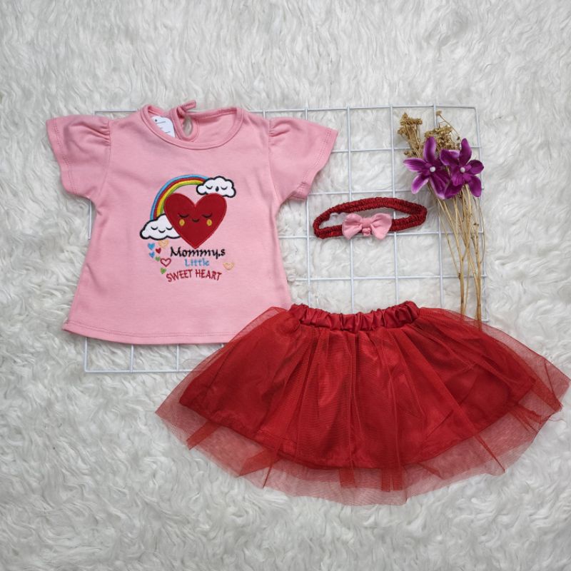 BajuBayiPerempuan Stelan Rok tutu+bandana