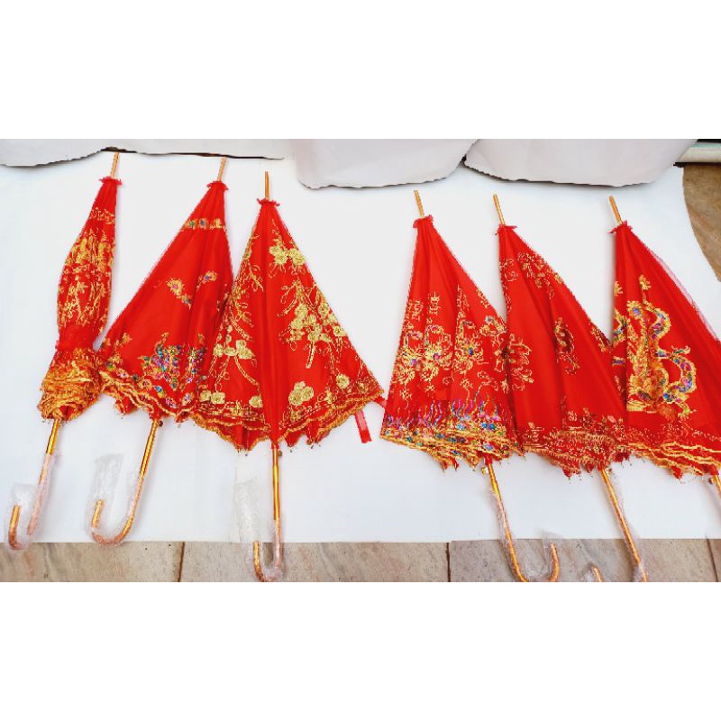 Payung Shuang Xi Premium Payet / Payung Sangjit / Payung Lamaran / Payung Merah