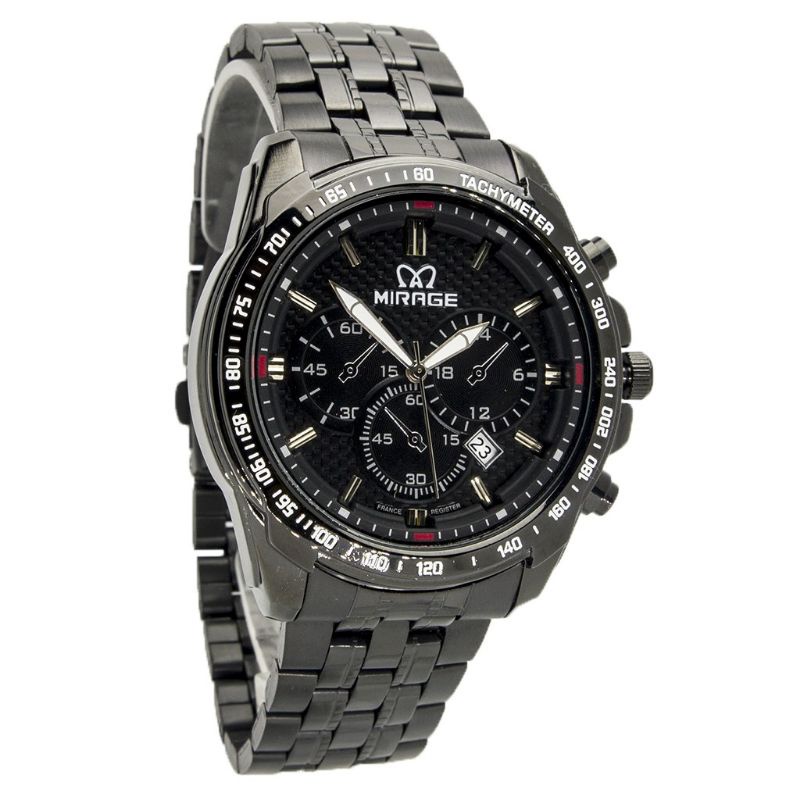 jam tangan Mirage Rante hitam sport pria 8535 original tahan air