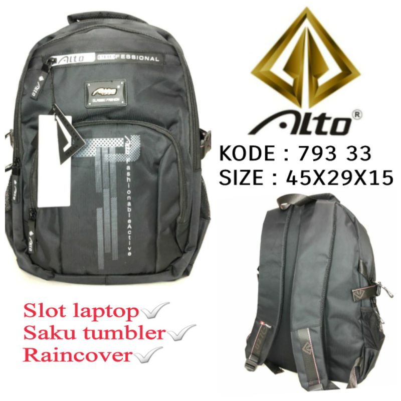 TAS RANSEL SEKOLAH ALTO 79333 TAS BACKPACK MURAH FULL HITAM UNISEX