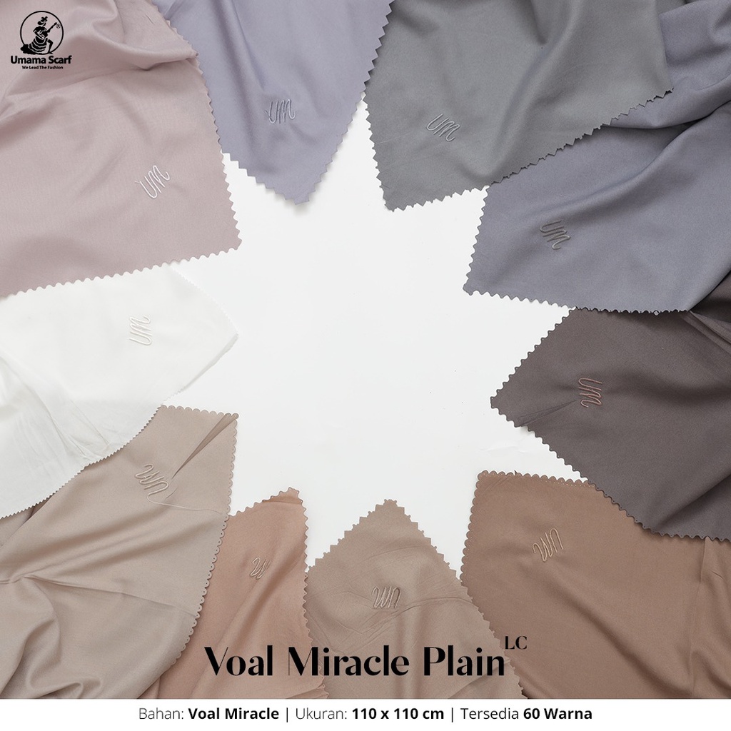 [PILIH WARNA] Umama Hijab Segi Empat Miracle Plain Polos Bordir Timbul Logo