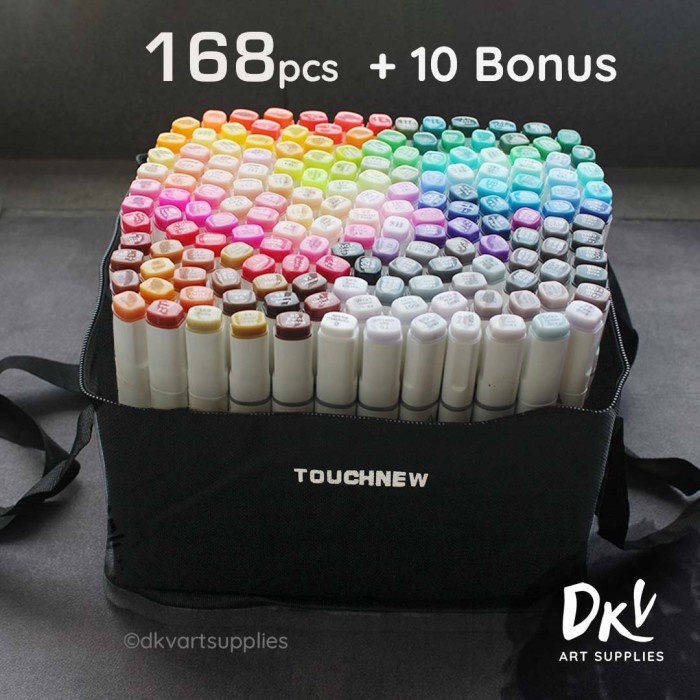 

Touchfive Touchnew Marker Spidol 168 Colors Twin Markers Complete Set - Case putih