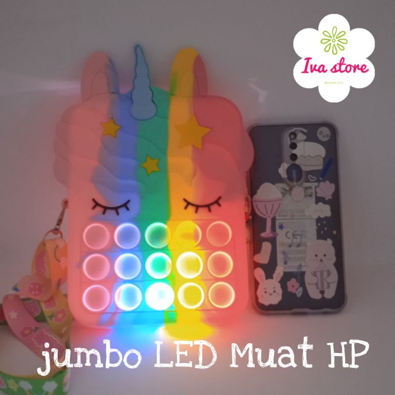 Tas Pop it unicorn Jumbo LED muat Hp