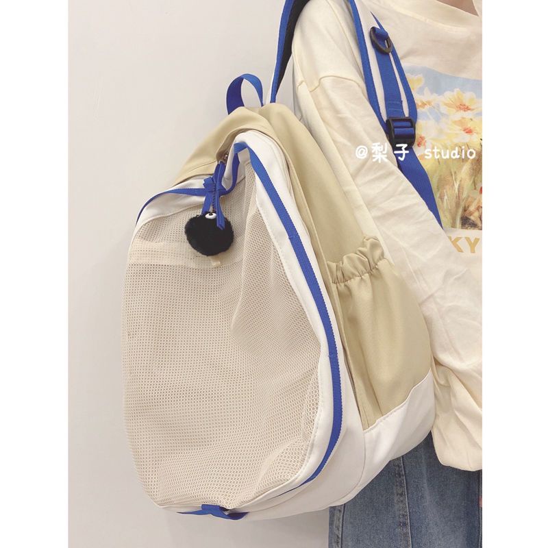 ₪❁Tas sekolah ulzzang asli desain ceruk Jepang ins berkapasitas besar ransel ringan ransel gadis retro