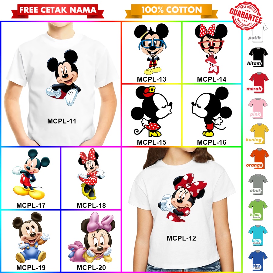 [FREE NAMA!!] Baju Kaos COUPLE  ANAK DAN DEWASA MICKEY MINIE BANYAK MOTIF