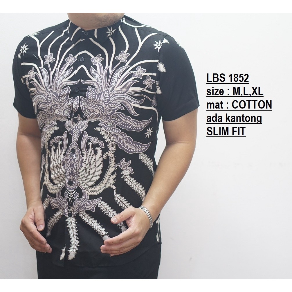 Baju Batik Pria Slimfit Kemeja Lengan Pendek Slim Fit LBS 1852