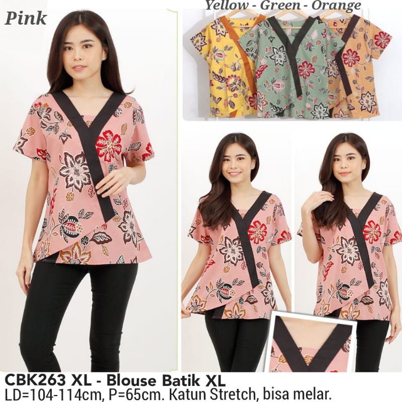BIGSIZE BLOUSE BATIK KAMILA MODERN XL ATASAN CEWEK CANTIK GAYA ETNIK 263 BAJU FASHION WANITA MURAH ASLI BAGUS