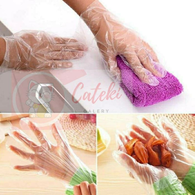 [CTK] PROMO SARUNG TANGAN PLASTIK BENING TRANSPARAN ISI 100 PCS SEKALI PAKAI DISPOSABLE PLASTIC GLOVES FOOD GRADE HAND MURAH