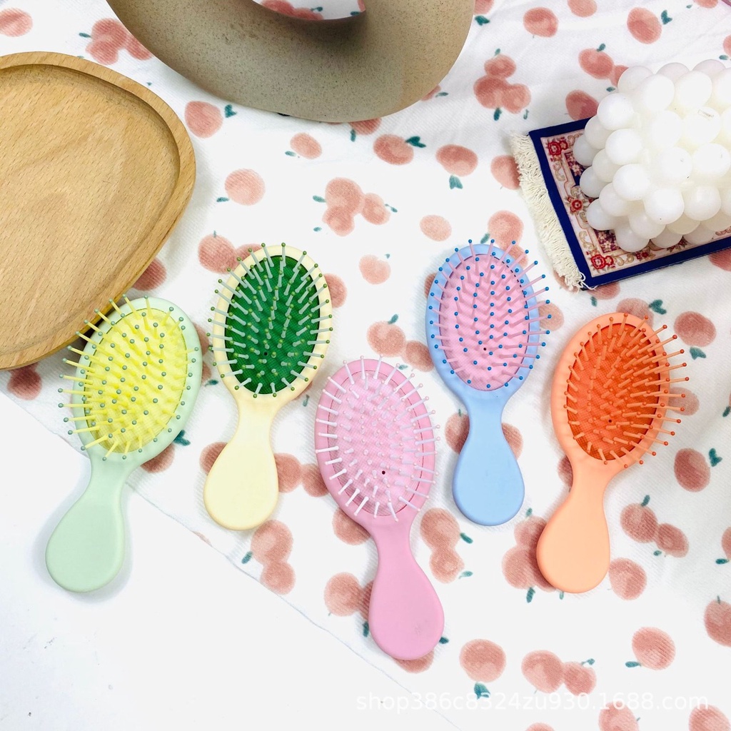 T&amp;Y Sisir Gagang Anak Pastel Bentuk Oval Anti Kusut Warna Pastel Bahan Silikon Murah