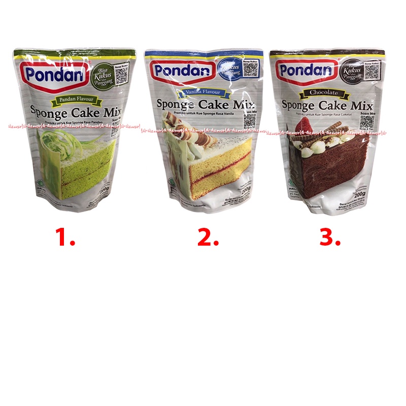 

Pondan Sponge Cake Mix 200gr Pandan Vanila Chocolate Flavour Premix Tepung Instan Membuat Kue Ulang Tahun Ultah Spon Cakes Kemasan Pouch Plastik 200 gram Pondans