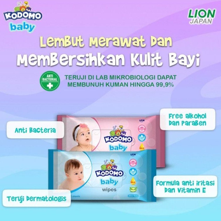 *FRAULEINCO* Kodomo Baby Wipes Classic Blue / Pink / Antibacterial BOGO b1g1 tissue basah 50'S Buy 1 Extra 1