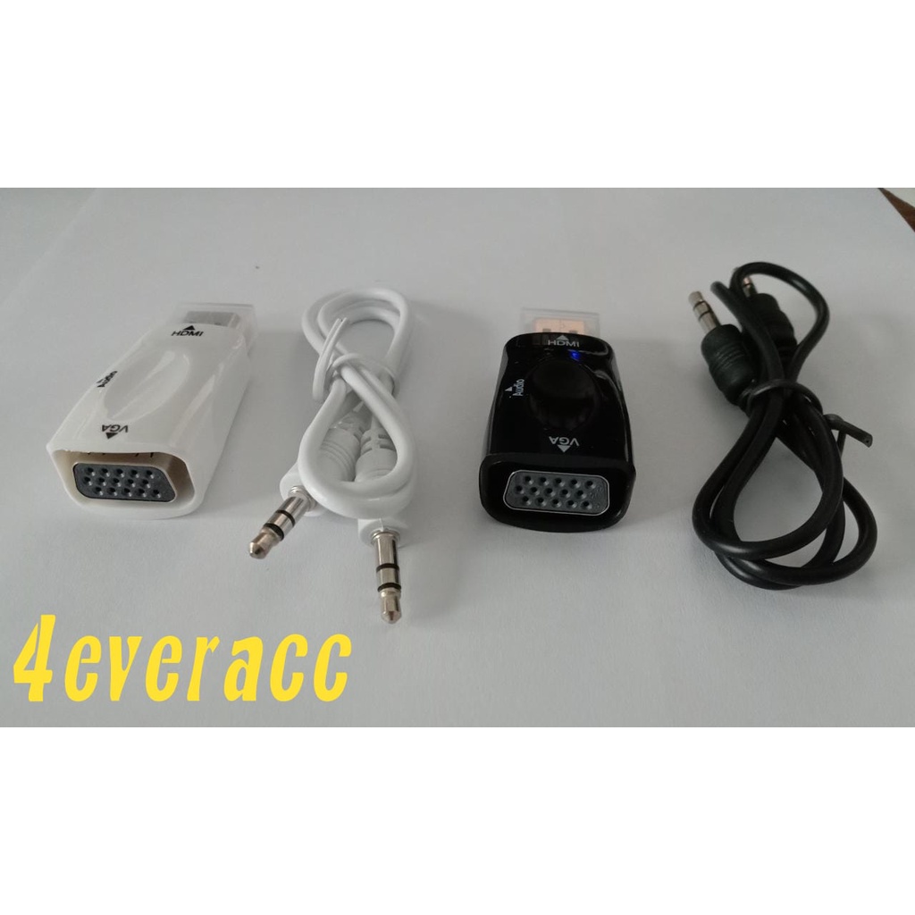 Converter HDMI to VGA with Port Audio - Full HD 1080p (warna Hitam )