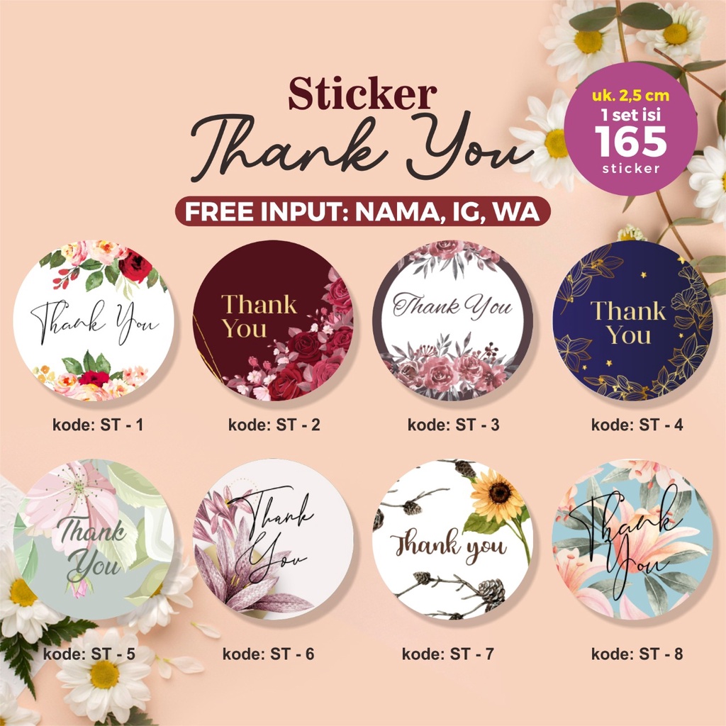 

Stiker Thankyou Bulat Free Input Nama