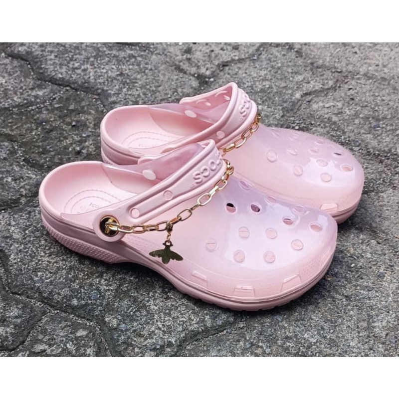 Crocs translucent / crocs Classic translucent / Sandal crocs classic collab wanita