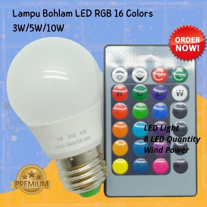 Jual Lampu Bohlam Rgb Remote Watt Watt Watt Shopee Indonesia