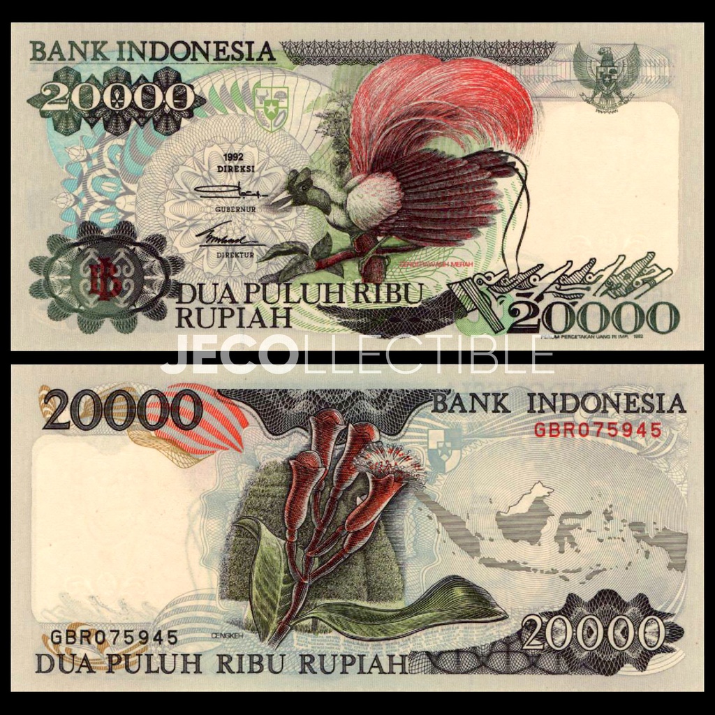 Indonesia 20000 Rupiah Cendrawasih Generasi Lama Uang Kertas