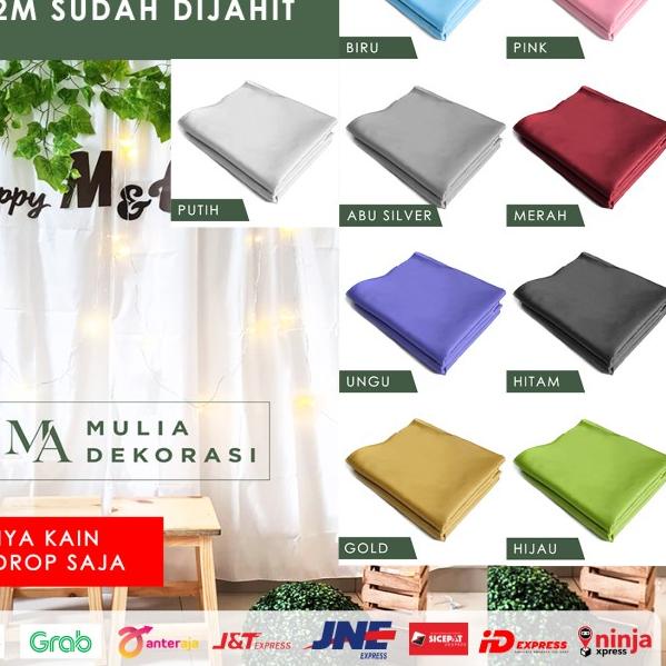 Kain Abutai Peles Dekorasi Backdrop Dijahit Nikahan Lamaran Syukuran - Putih, Kain + Tali